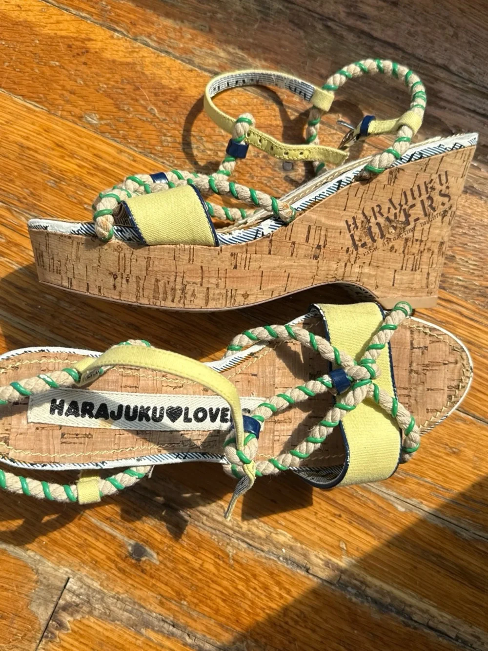 Harajuku Lovers Yellow and Green Rope Sandals